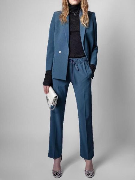 

women's suits & blazers women blue business blazer coat 2021 autumn long sleeve office wear ladies single button suit jacket outwear to, White;black