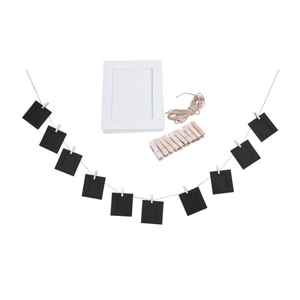 

frames 20 pcs paper po diy wall picture hanging frame rope clip set home decor 4inch, 10 white & black