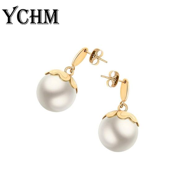 

dangle & chandelier ychm korean pearl earrings drop earring for women stainless steel aretes de mujer earings fashion jewelry 2021, Silver