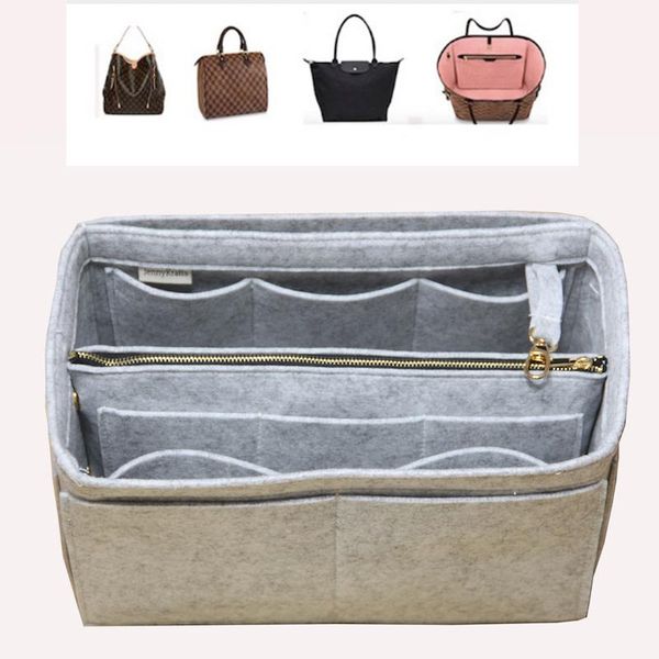 

cosmetic bags & cases fits[ mm, alma mm,melie,iena mm]felt insert bag organizer purse handbag in bag(w/detachable zip pocket