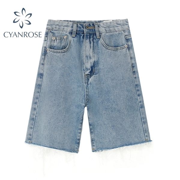 

summer cartoon embroidery design 5-point jeans women fashion streetwear casual high waist straighting denim short female 210515, Black;white