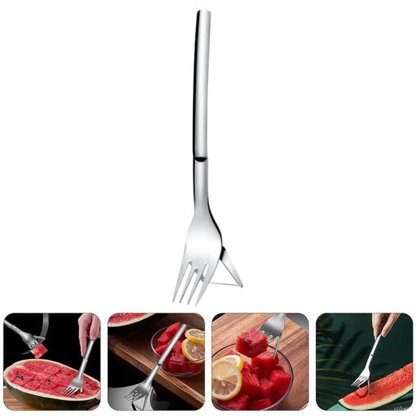 

forks watermelon slicer melon cutter stainless steel fruit fork slicing tool vegetable tools kitchen gadgets bento accessories