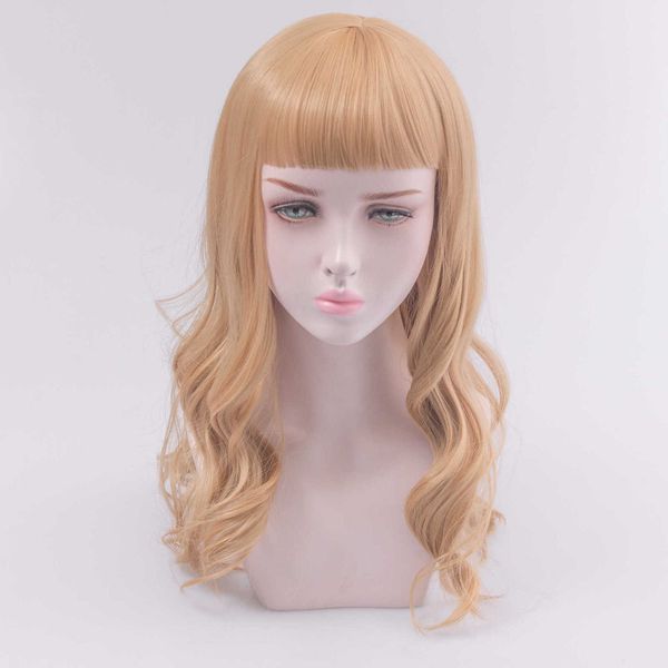 

fashion women's blonde long curly wig, Black