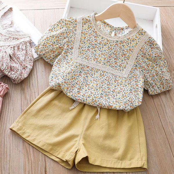 

summer girl baby sets tshirt and shorts 2021 clothing, White