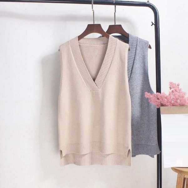 

women's vests autumn winter clothes women loose vest female knitted sweater sleeveless jumper ladies pullover girls waistcoat pull femm, Black;white