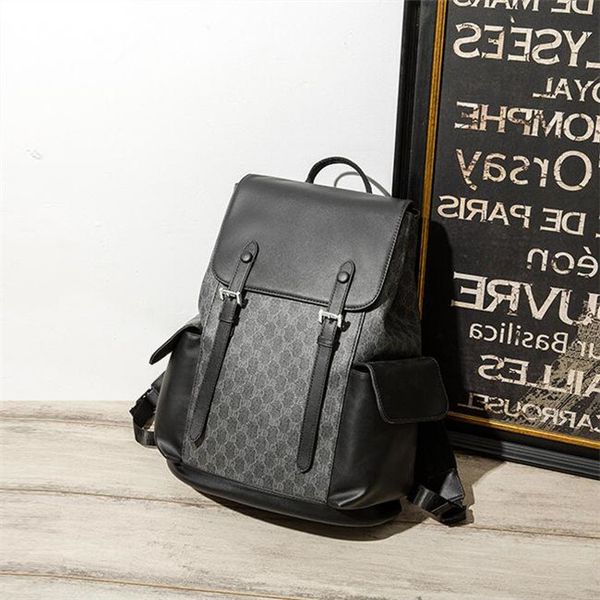 

factory wholesale men brand shoulder bag street trend plaid leisure backpack large contrast leather handbag outdoor travel pocket decoration