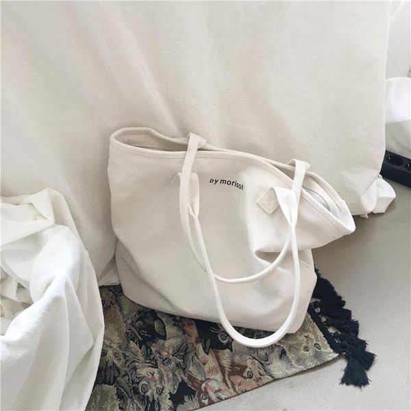 

evening bags bag 2021 white large-capacity canvas female art one shoulder korean simple portable shopping