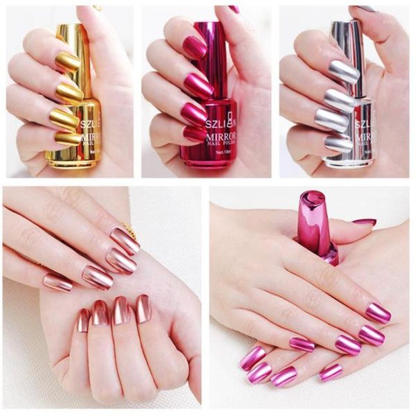 

mirror effect metallic nail polish gel titanium art varnish durable flow of gold non-peelable metal nails manicure lacquer1
