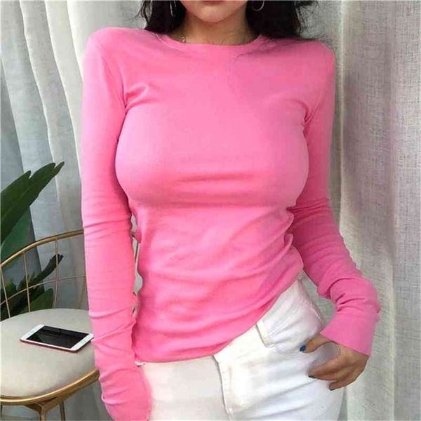 Weibliches T-Shirt gestricktes Top weißes Hemdband Poleras Mujer de Moda Sommer Polera Blanca heiße beiläufige koreanische Art-Frauen 210330