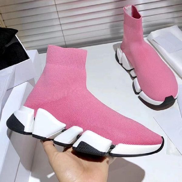

pink women sock boots knitted short comfortable light weight elastic high leisure sports trainers sneakers, Black