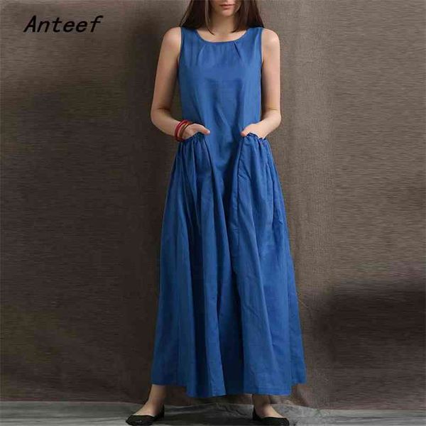 

sleeveless plus size cotton linen vintage dresses for women casual loose long woman summer dress elegant clothes sundress 210517, Black;gray