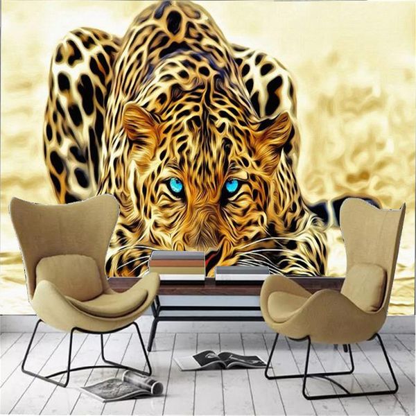 Carta da parati 3d Sfondi animali tigre feroce Stampa digitale HD Bellissimi interni Decorazioni per la casa Pittura Carta da parati murale moderna