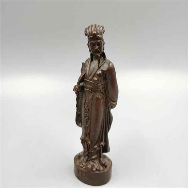 

chinese old bronze statue of pure copper brass zhuge liang, Brown