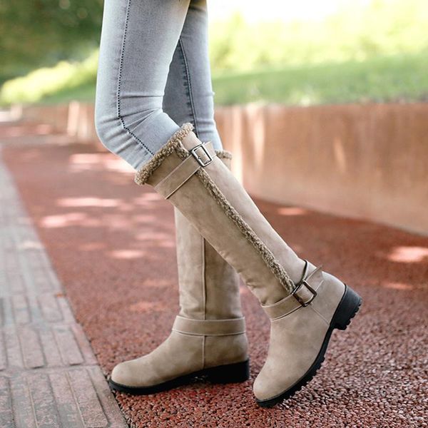 

long fashion thick fur flock warm knee high snow boots autumn winter velvet soft zip women shoes botte vt1676 cthm, Black