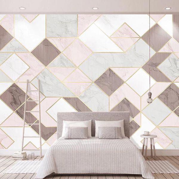 

wallpapers custom pink geometry tv background wall home decor mural modern design living room bedroom 3d po wallpaper papel de parede
