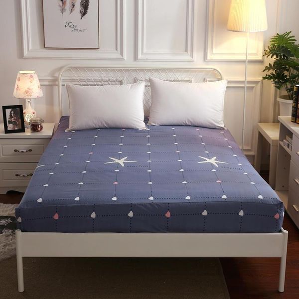 

sheets & sets 1pcs 100%polyester printed fitted sheet mattress cover four corners with elastic band starfish print bed sheet(no cases)