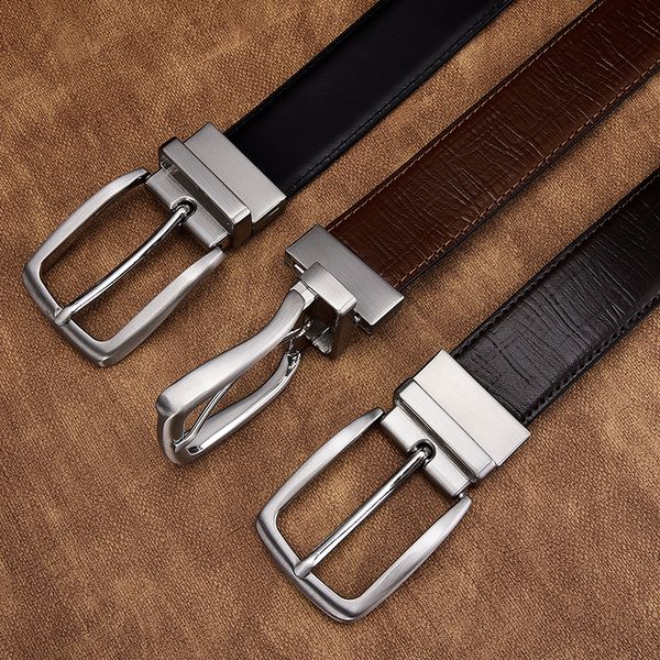 

reversible belts for men genuine leather for male formal belt black brown navy blue