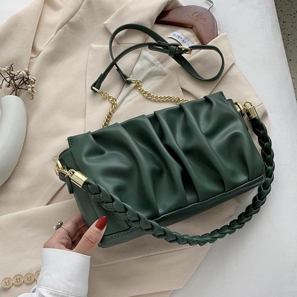 

evening bags chain small pu leather crossbody for women 2021 trend bag folds design shoulder handbags female travel