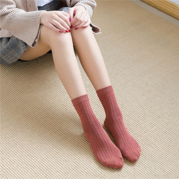 

iv2n four seasons general children's autumn and winter striped wo cotton pure color socks hosiery men's lovers cotton socks middle, Black;white