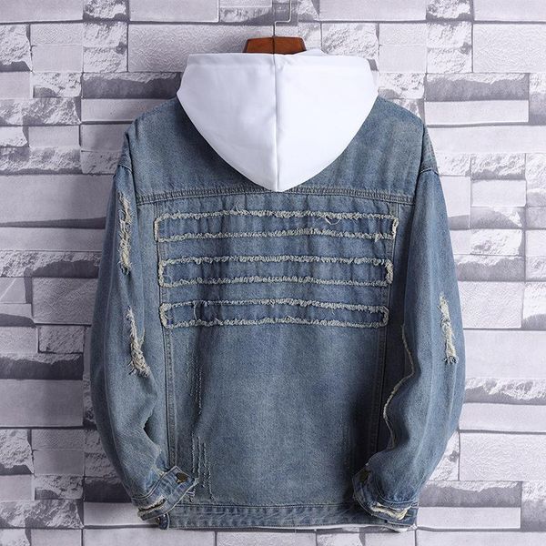 

men's jackets mens hole loose fit denim jacket lovers spring autumn bf style single breasted street cotton fashion hip hop coat 3xl, Black;brown