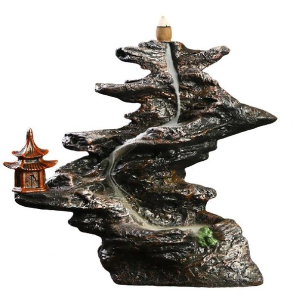 

mountain stream teahouse waterfall backflow ceramic incense burner with cones fragrance lamps