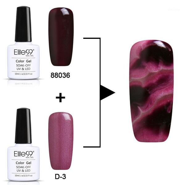 

elite99 10ml 2 pieces/lot changeable uv gel nail polish soak off marble varnish semi permanent art manicure1, Red;pink