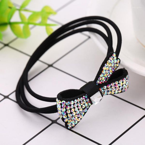 

korean shiny rhinestone bowknot elastic hair bands for girl women fashion ponytail holder full diamond accessories1