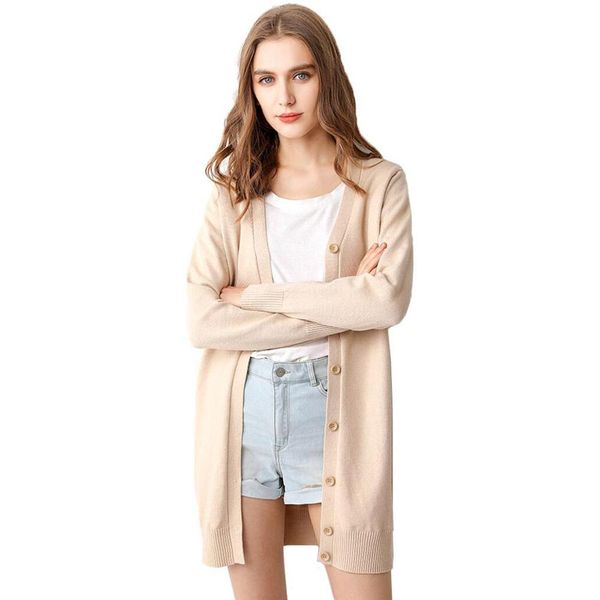

spring autumn women cardigans sweater coats v neck solid knitwear single breasted knit long women sweaters jacket coat female 210416, White;black