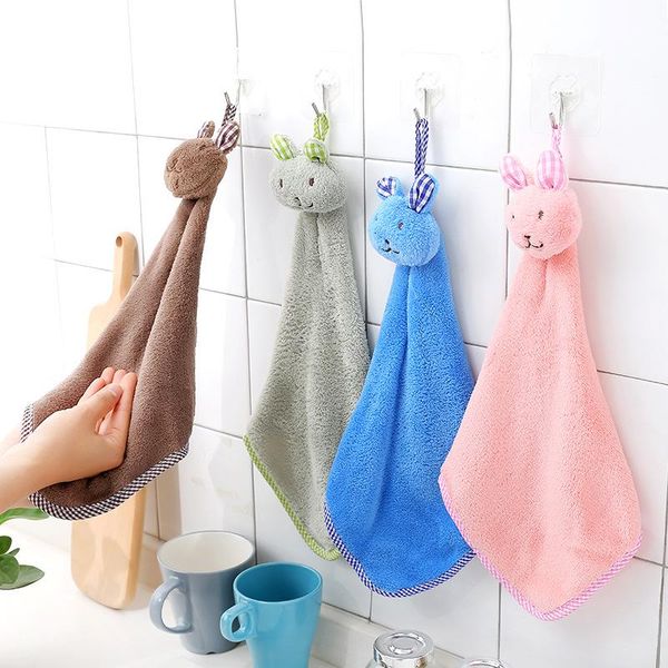 

towel cute thickened hanging coral fleece absorbent wipes kitchen cleaning towels hand