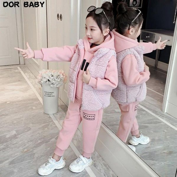 

baby boys girls christmas autumn warm vest coat + sweatshirt pants 3pcs infant kids children sports suit toddler clothes clothing sets, White
