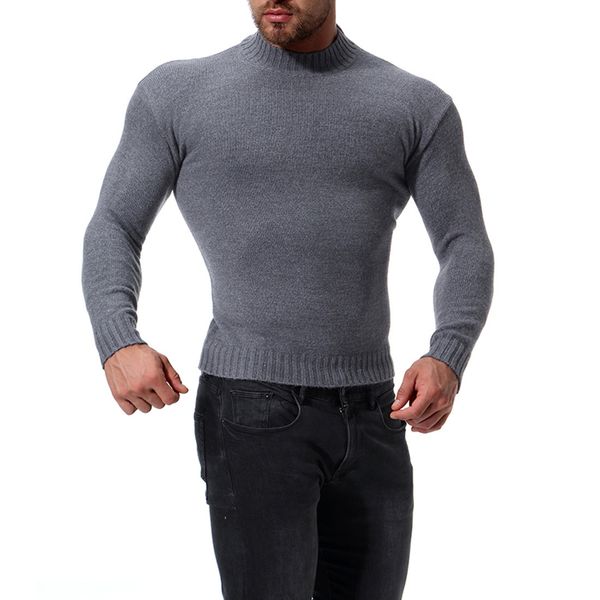 

long sleeve men style slim knitted gray sweater, White;black