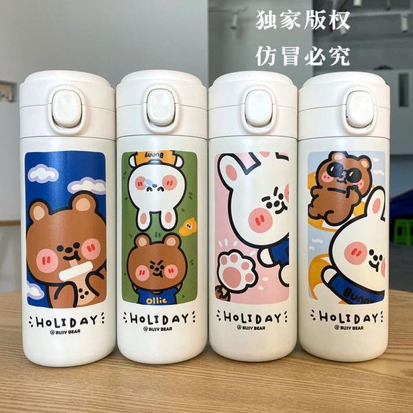 

water bottles japanese insulation cup stainless steel cartoon illustration household bottle
