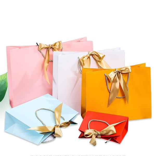

gift wrap 10pcs bag present paper with ribbon wedding pack box favors christmas birthday party bags /clothes shoes packaging