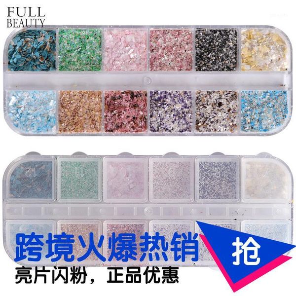 

12-grid dali stone 3d nail sequins irregular broken diy ornament1, Red;pink