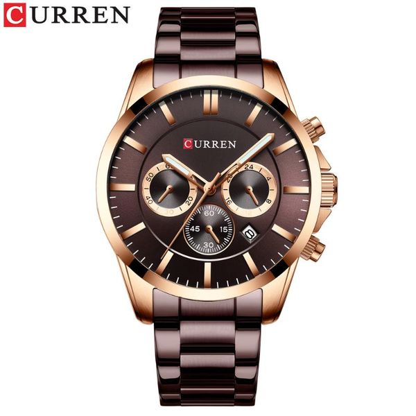 

wristwatches curren/ karin 8358 men's watch waterproof shi ying steel band multifunctional six-pin calendar watch., Slivery;brown