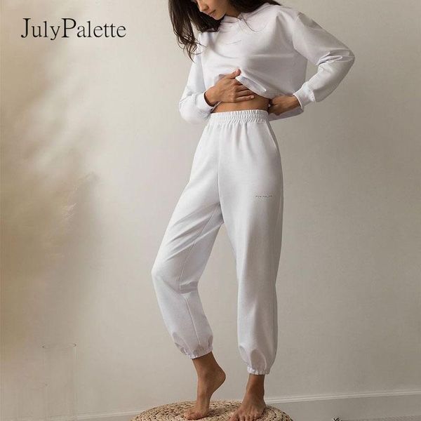 

women's two piece pants julypalette woman's hoodies trousers two-piece suit autumn winter plus velvet white hoodie casual sports