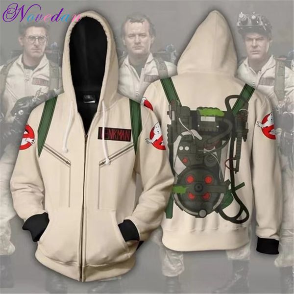 

anime costumes ghostbusters costume hoody shirt men temperament hoodies ghostbusters autumn women anime 3d printing zipper jac cosplay, Black
