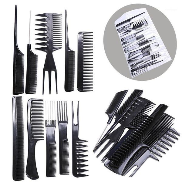 

dropship 10pcs professional salon hair combs kits barber cutting comb brushes anti-static hairbrush care styling tool set1, Silver