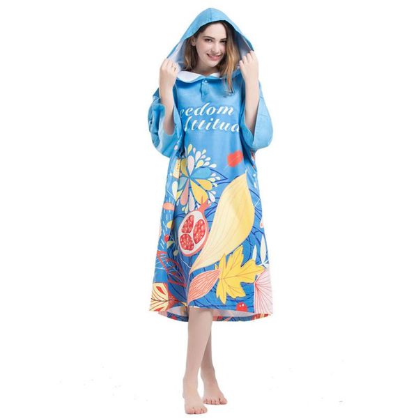 

towel fruit leaves printing changing robe bath fashion outdoor hooded beach poncho movemen women man bathrobe towels