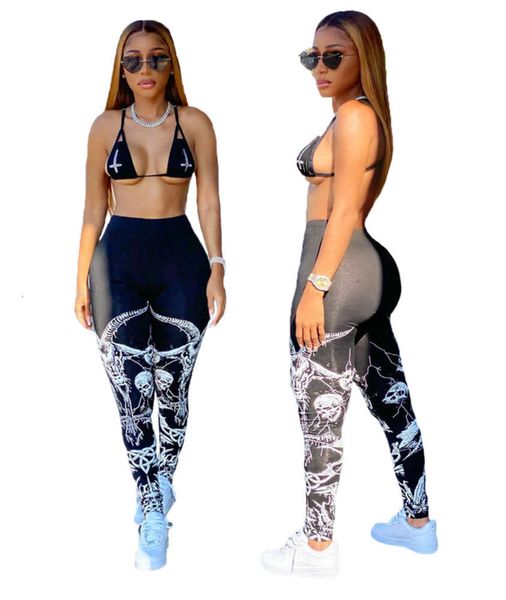 

tc040 autumn and winter women's solid color printing casual pants, Black;white