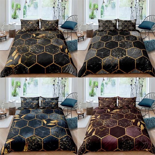 

home textile luxury 3d geometry print 2/3pcs comfortable duvet cover pillowcase bedding sets single  and king eu/us/au size