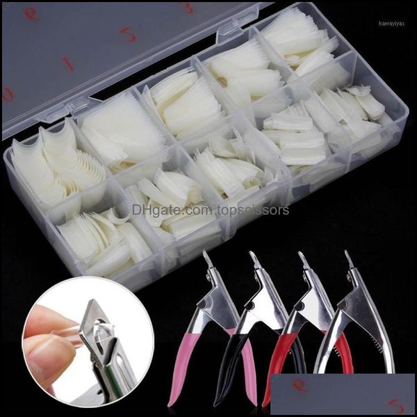 Nails Salon Health Beauty24/50/500Pcs False Tips Flake Unghia Clear Nature Trasparente Nail Artificial Plastic Manicure Art Display To