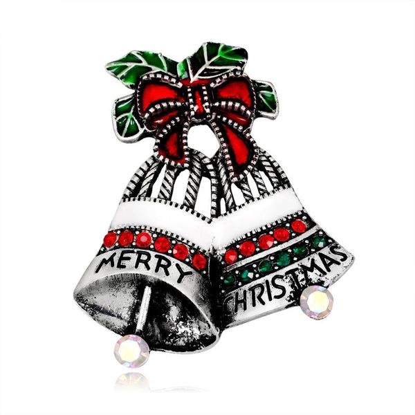 

pins, brooches 50pcs/lot merry christmas enamel bell brooch pin for decoration, Gray