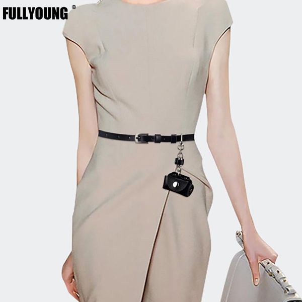 

belts fashion luxury tight belt for women cowhide mini bag metal pin buckle thin personality women's trend 2021, Black;brown
