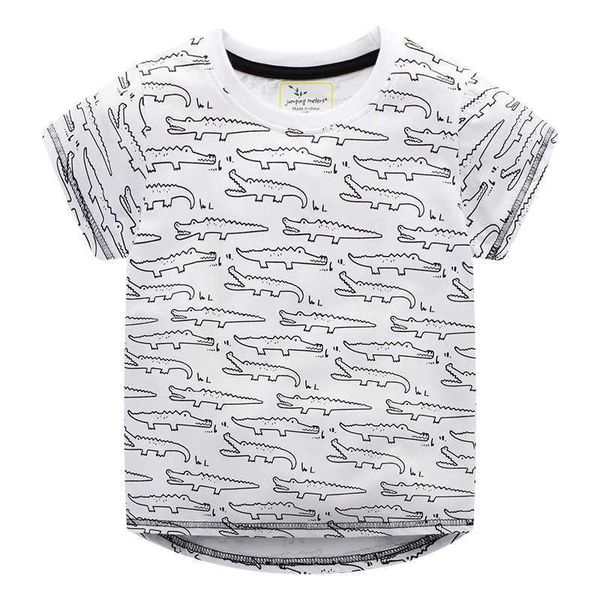 Jumping Meter Summer Cotton T-shirt per bambini Cartoon Crocodiles Stampa Vendita di ragazzi Ragazze Tees Top 210529