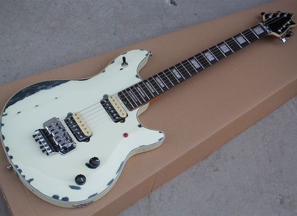 

factory wholesale white retro electric guitar with cut off switch,floyd rose
