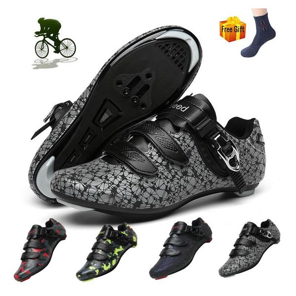 

road ultralight bike shoes luminous sport mtb self-locking zapatillas ciclismo professional outdoor racing biking sneaker cycling foo, Black