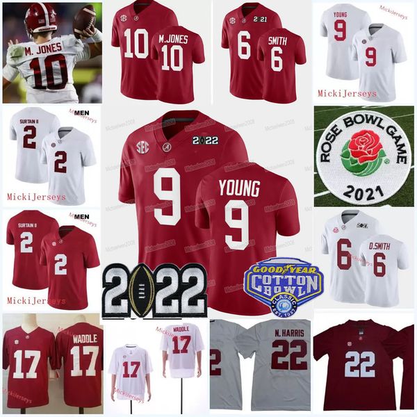 

2022 playoff alabama crimson tide jersey bryce young football jersey 2 patrick surtain ii najee harris jaylen waddle mac jones devonta smith, Black