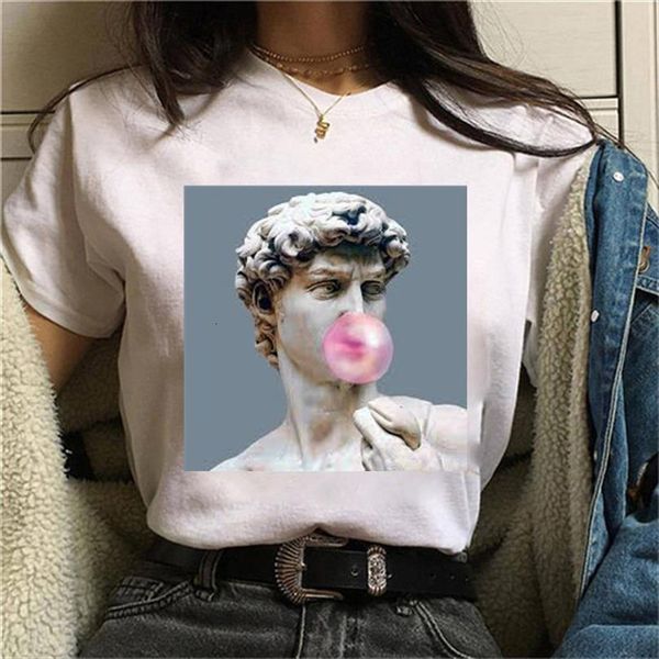 

funny female casual michelangelo fashion mens t shirt and womens short sleeve ulzzang kawaii women streetwear grunge harajuku tee, White;black