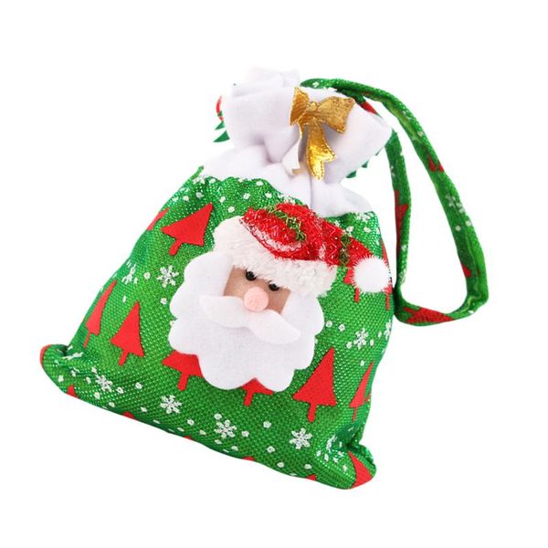 

christmas decorations themed portable candy bags non-woven fabric handbag cartoon gift bag home party (green santa)